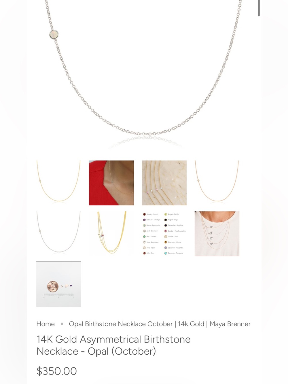 Maya Brenner Delicate 14k Necklace Opal - Picture 6 of 6